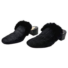 Christian Louboutin Größe 39 Pony Haar + Kaninchen Pelz entspannte Boudiva Pantoletten Slides