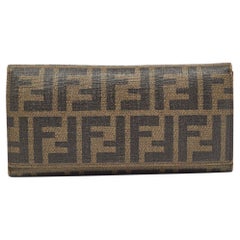Fendi Tobacco Zucca Coated Canvas Trifold Flap Continental Wallet
