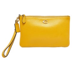 Coach Gelbe Lederhandtasche mit Reißverschluss