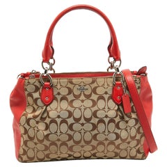 Tote grande Christie's in tela e pelle firmata Coach Rosso/Beige