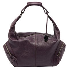 Tod's Purple Leather Charlotte Hobo