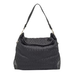 Aigner Negro Monograma Lienzo y Cuero Logo Asa Hobo