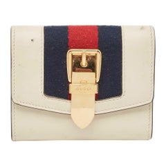 Gucci White Leather Sylvie Trifold Wallet