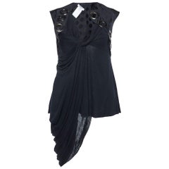 Givenchy Black - Top asymétrique en jersey et soie avec ornements S