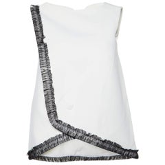 Balenciaga Off-White - Top in crepe con pizzo a contrasto S.S. White