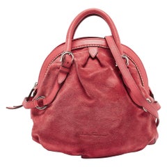 Salvatore Ferragamo Pink Suede and Leather Buckle Satchel