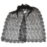 Sciarpa rettangolare in pizzo nero "Widow" con accenti floreali  Bordo in pizzo