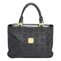 MCM Black Visetos Nylon and Leather Tote