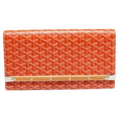 Goyard Orange Goyardine beschichtetes Segeltuch Monte Carlo Bois Clutch