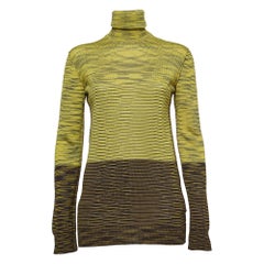M Missoni Yellow/Brown Patterned Knit Turtle Neck Sweater L.