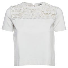 Miu Miu White Knit Lace Trim Top S