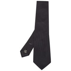 Ermenegildo Zegna Black Patterned Silk Tie (cravate en soie à motifs)
