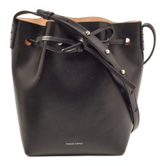 Mansur Gavriel Black Leather Drawstring Bucket Bag