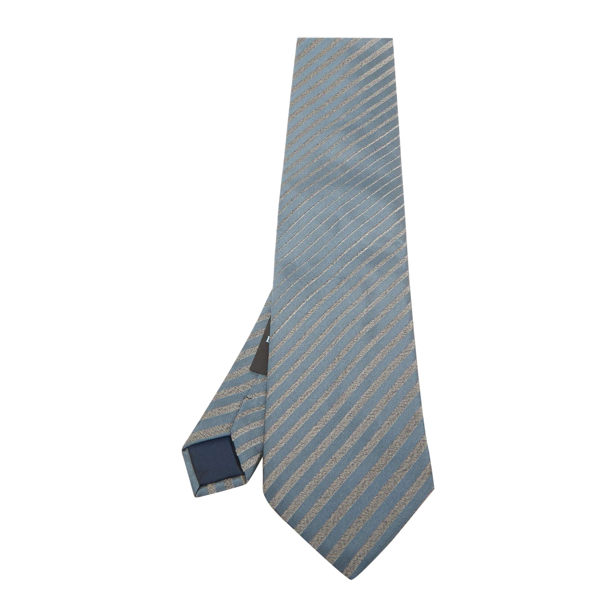 Lanvin Blue Striped Silk Traditional Tie