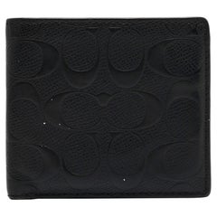 Coach Black Signature Leather Embossed Bifold Wallet