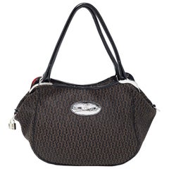 Aigner Negro/Marrón Signature Canvas Logo Hobo