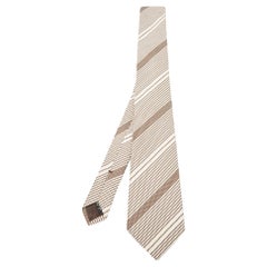 Cravatta in seta a righe marrone/crema di Ermenegildo Zegna
