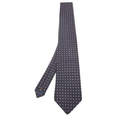 Cravatta tradizionale Ermenegildo Zegna Vintage Blu Navy Paisley in seta Jacquard