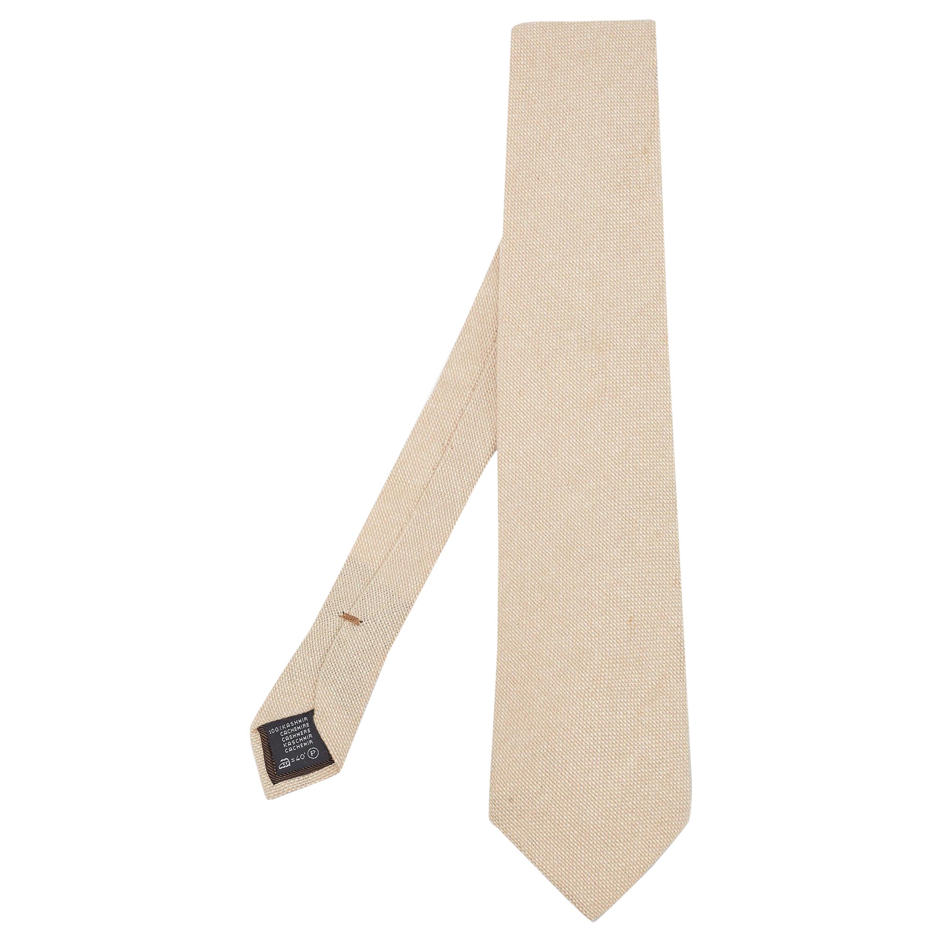 Ermenegildo Zegna Beige Patterned Cashmere Tie