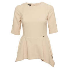 Elisabetta Franchi Beige Crepe Asymmetrical Peplum Top M