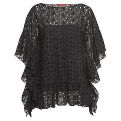 CH Carolina Herrera Schwarzes übergroßes Kaftan-Top aus geblümter Spitze in Übergröße XS