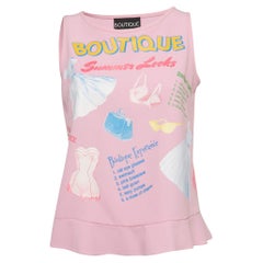 Boutique Moschino Estampado Rosa Crepé Top Sin Mangas M