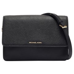 Michael Kors Schwarze Jet Set Umhängetasche aus Leder