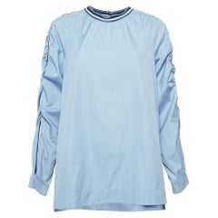 Sportmax Top a maniche lunghe in popeline a righe laterali blu L.L.A.