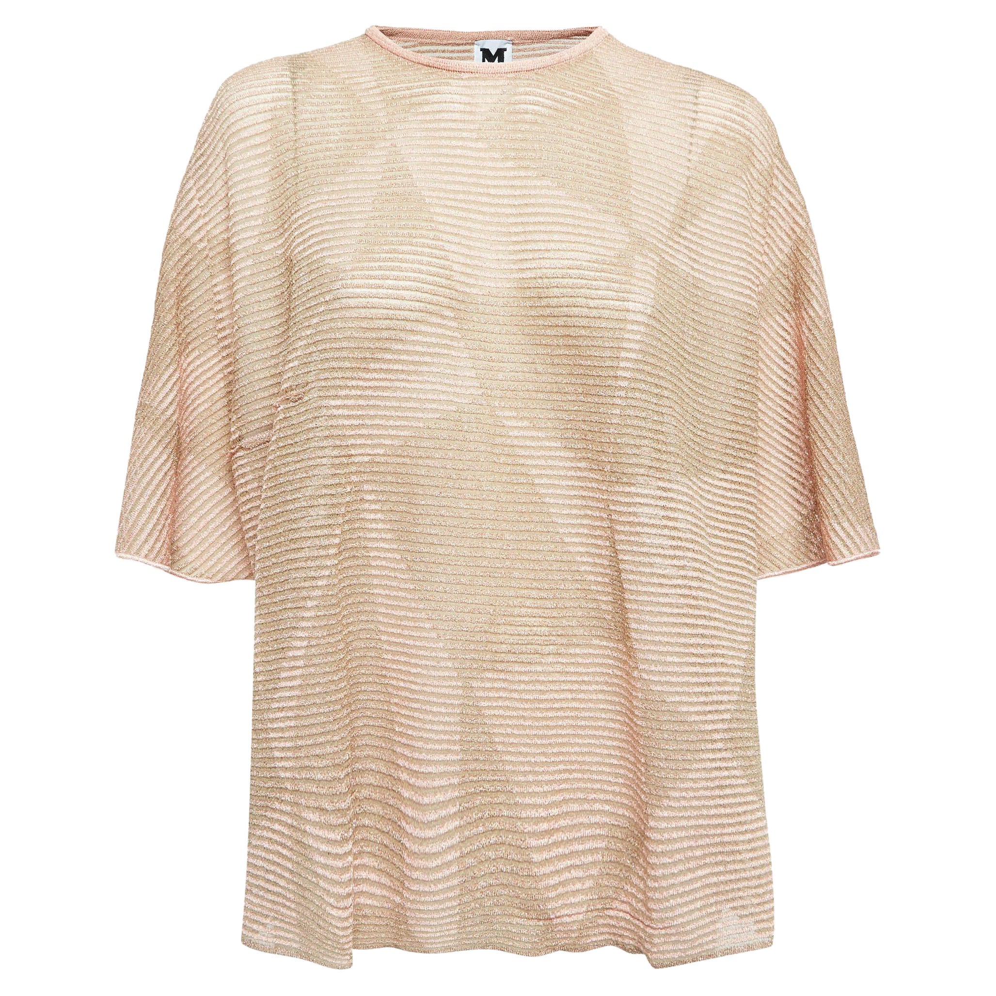M Missoni Metallic Pink Lurex Knit Top XL For Sale