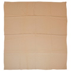 Cream Silk Crepe Di Chine "Hand-Knotted" Textured Scarf