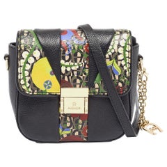 Aigner Sac à bandoulière en cuir noir et toile enduite