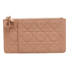 Dior Dusty Pink Cannage Leather Lady Dior Zip Pouch