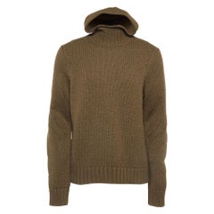 Bottega Veneta Olive Green Knit Hooded Sweater L