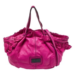 Valentino Pink Leather Ruffle Satchel