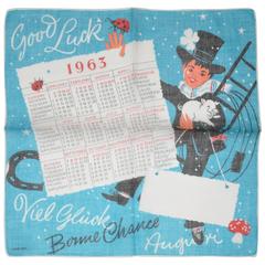 Used "1963" Calendar Cotton Handkerchief