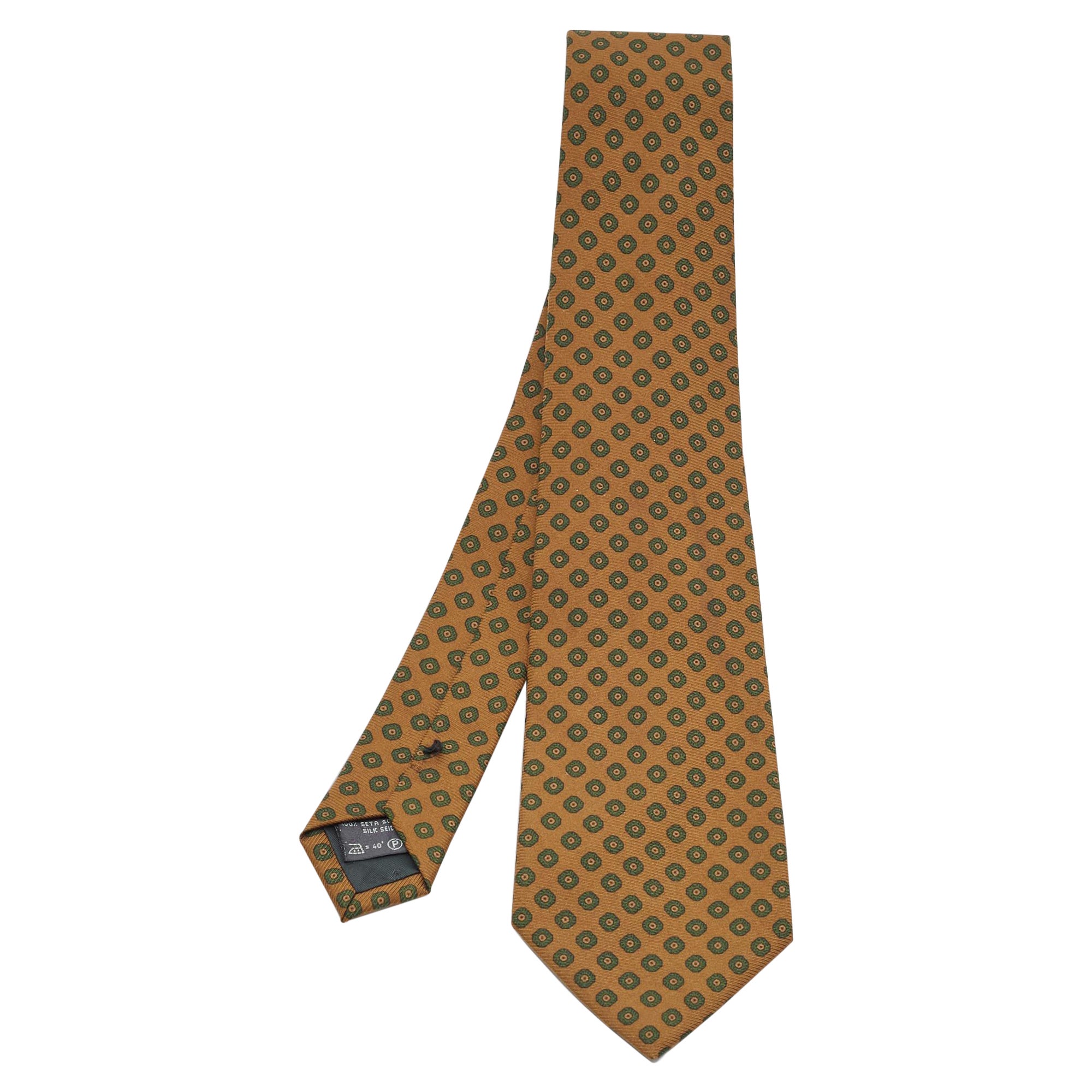 Ermenegildo Zegna Vintage Brown Printed Silk Tie