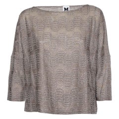 M Missoni Grigio Lurex Zig Zag Top Maglia S.I.M.