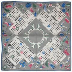 Vintage "1953" Calendar Cotton Handkerchief