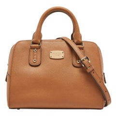 Michael Kors Brown Saffiano Leder Logo Satchel