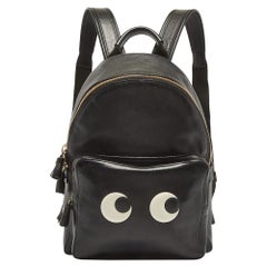 Anya Hindmarch Black Leather Mini Eyes Backpack