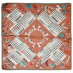 Vintage "1953" Calendar Cotton Handkerchief