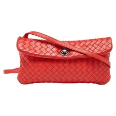 Bottega Veneta Orange Intrecciato Leather Crossbody Bag