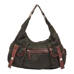 Hobo multitasche in nylon e pelle con Monogram di Givenchy verde/marrone