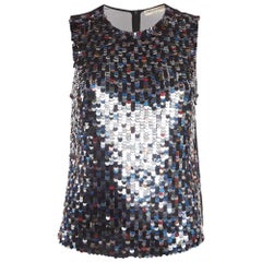 Emilio Pucci - Top senza maniche in seta e paillettes nero S