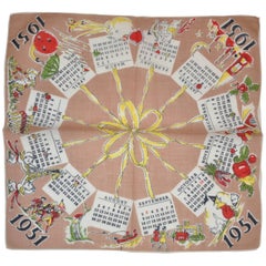 "1951" Calendar Cotton Handkerchief