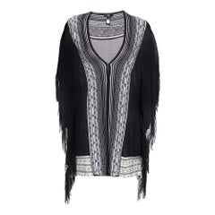 Class by Roberto Cavalli Cardigan nero in maglia con frange M.