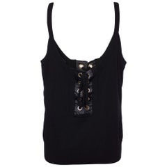 Dolce & Gabbana Black Knit Lace up Tank Top L