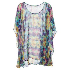 Versace Multicolor Floral Printed Silk Kaftan Top L