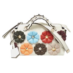 Fendi Off White Leather Mini By The Way Flowerland Crossbody Bag