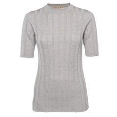 Marni Silver Lurex Knit Mock Neck Top M